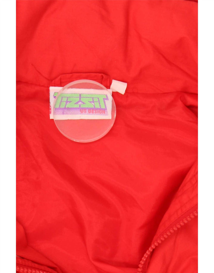 Vintage Ανδρικό Bomber Jacket με κουκούλα UK 40 μεγάλο κόκκινο πολυεστέρα