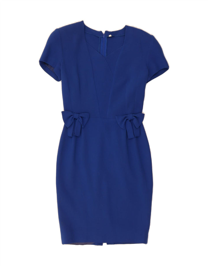 VINTAGE Womens Bodycon Dress IT 40 Small Blue Linen Vintage Vintage and Second-Hand Vintage from Messina Hembry 