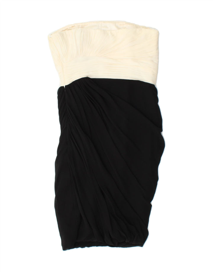 LUISA SPAGNOLI Womens Strapless Dress IT 40 Small Black Colourblock Silk Vintage Luisa Spagnoli and Second-Hand Luisa Spagnoli from Messina Hembry 