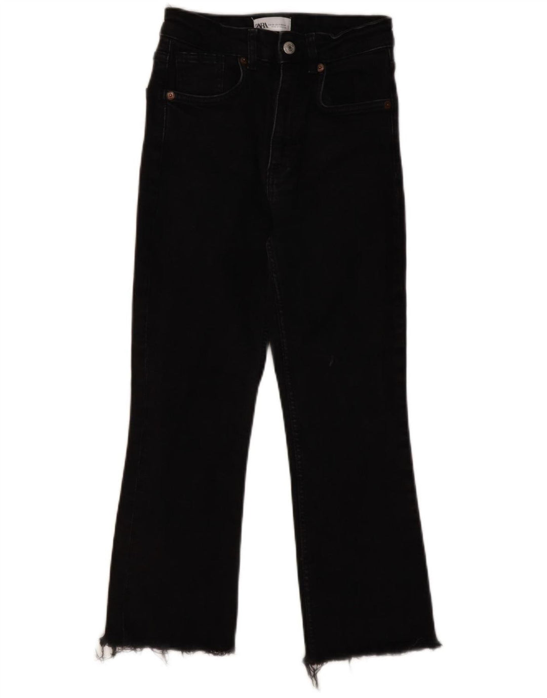 ZARA Γυναικείο Cropped Jeans EU 36 XS W26 L23 Μαύρο βαμβακερό