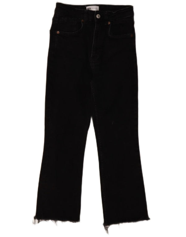 ZARA Γυναικείο Cropped Jeans EU 36 XS W26 L23 Μαύρο βαμβακερό