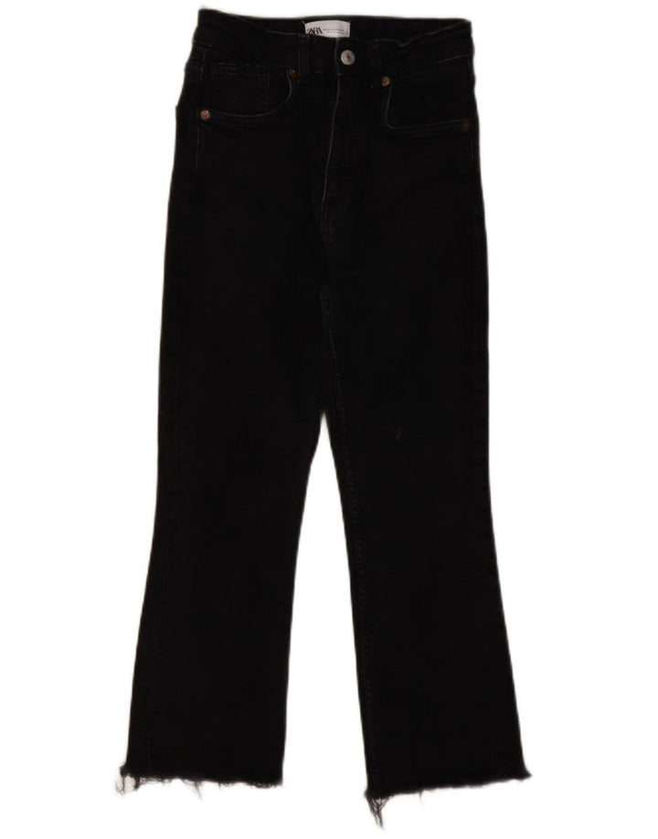 ZARA Γυναικείο Cropped Jeans EU 36 XS W26 L23 Μαύρο βαμβακερό
