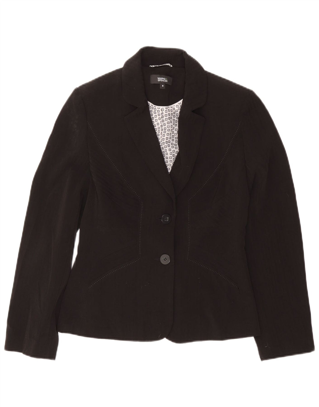 Marks & Spencer Γυναικείο σακάκι 2 κουμπιών UK 8 Small Black Polyester