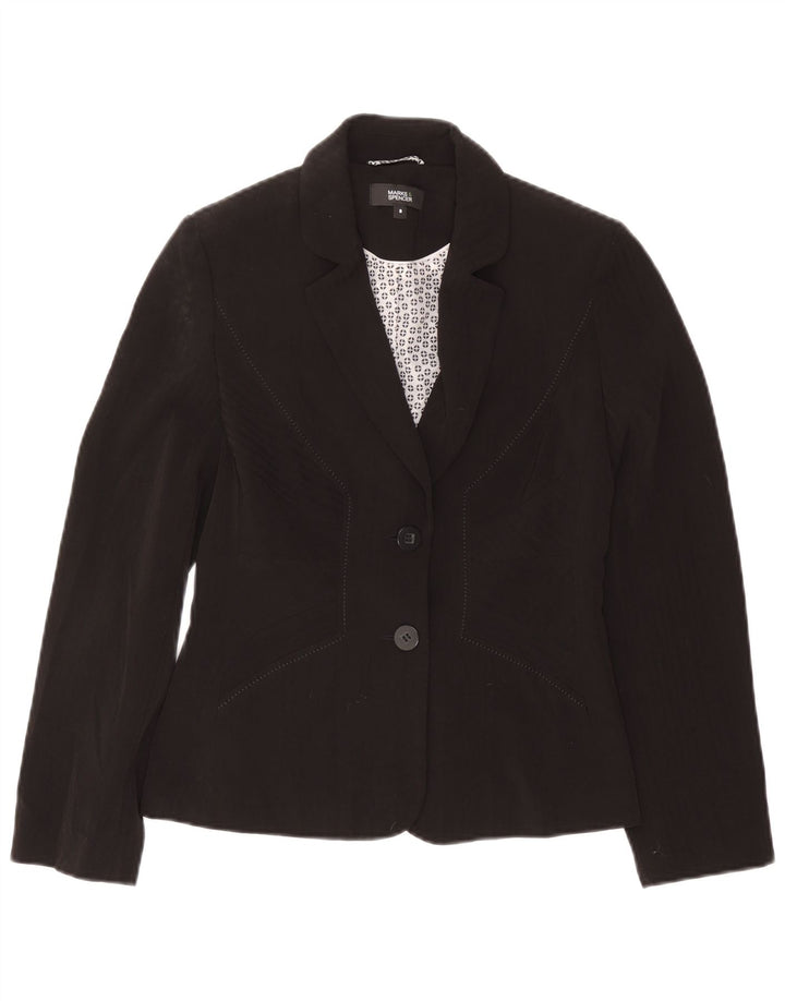Marks & Spencer Γυναικείο σακάκι 2 κουμπιών UK 8 Small Black Polyester