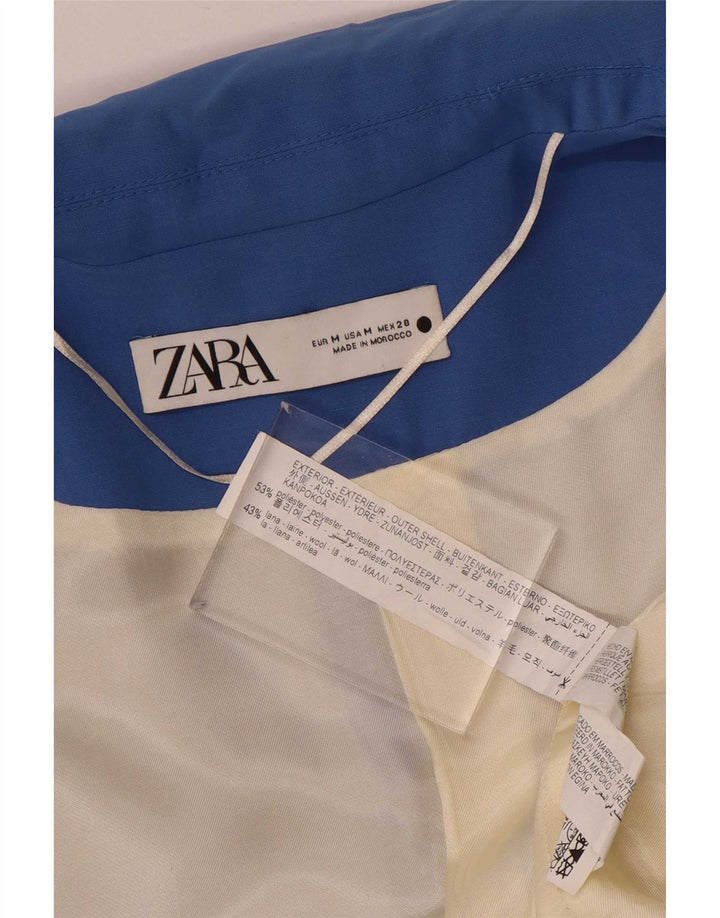 Zara Γυναικείο Μπουφάν 1 Κουμπί Blazer UK 14 Medium Blue Polyester