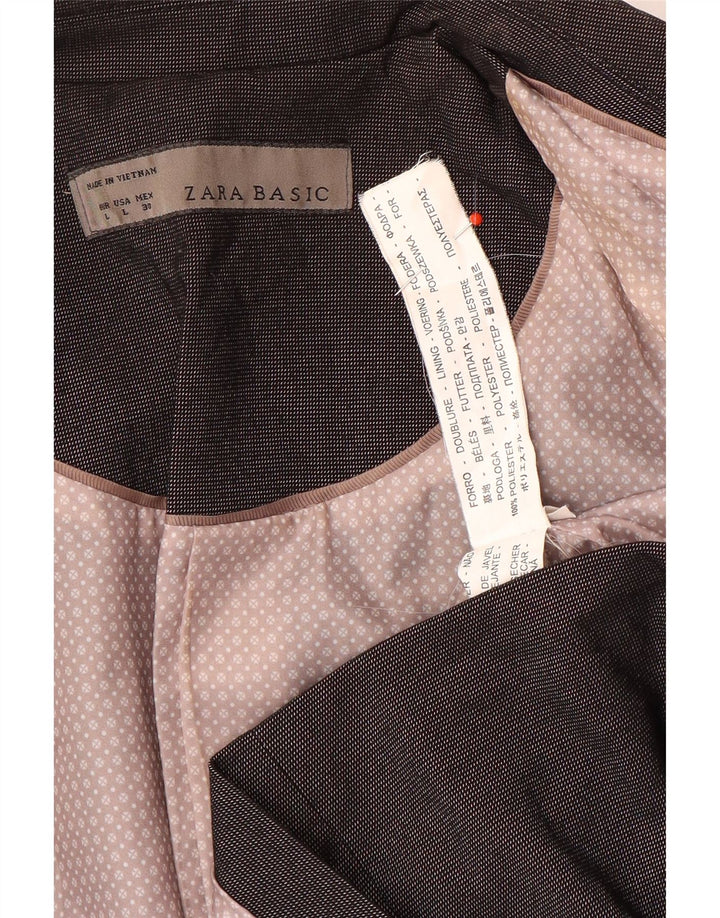 Zara Γυναικείο μπουφάν 1 κουμπιού blazer UK 14 Large Grey Polyester