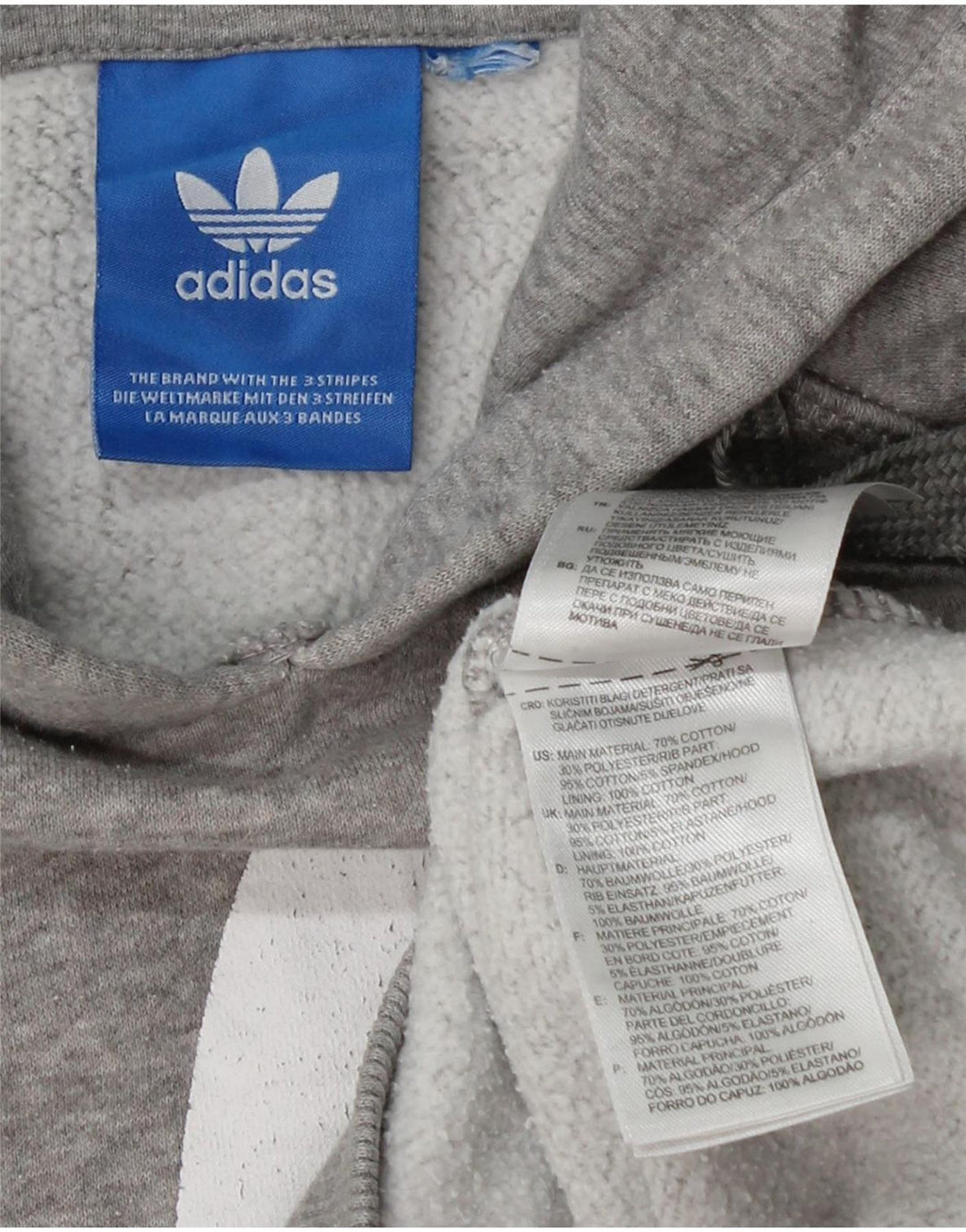 ADIDAS Γυναικείο Γραφικό Hoodie Jumper UK 10 Small Grey Cotton