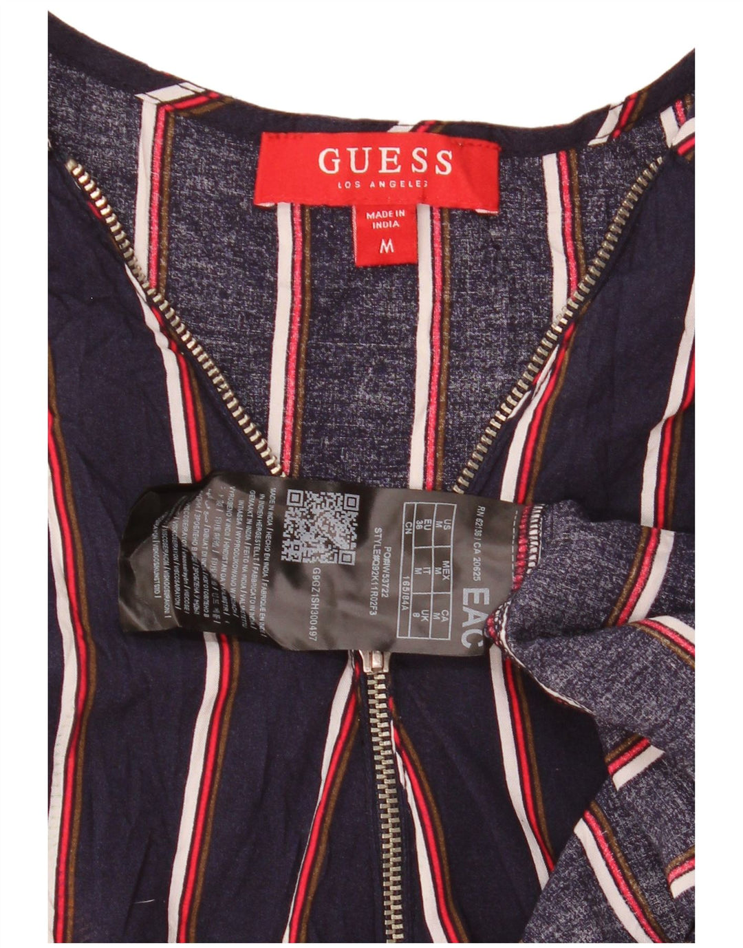 Guess Γυναικείο Αμάνικο Βασικό Φόρεμα UK 12 Medium Navy Blue ριγέ βισκόζη