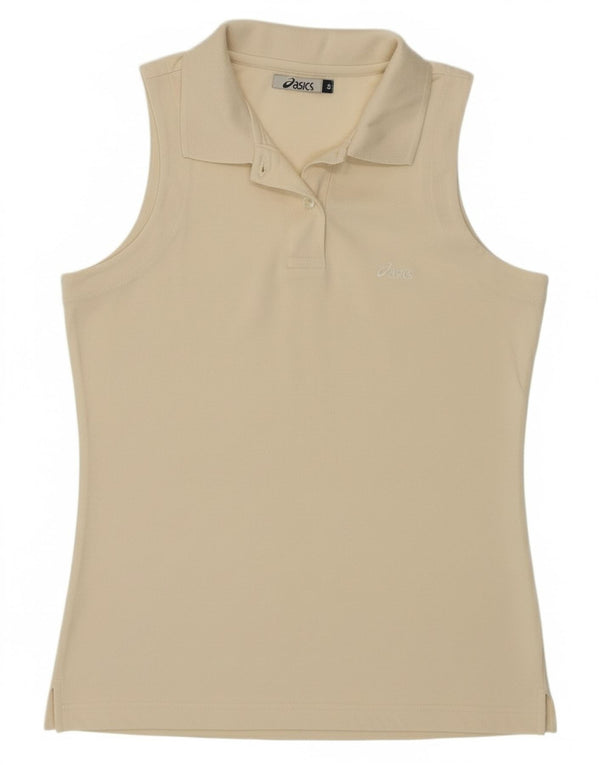 Asics Γυναικείο αμάνικο μπλουζάκι πόλο UK 10 Small Off White βαμβακερό