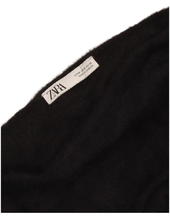 Zara Γυναικείο Crop Top Μακρυμάνικο UK 14 Medium Μαύρο