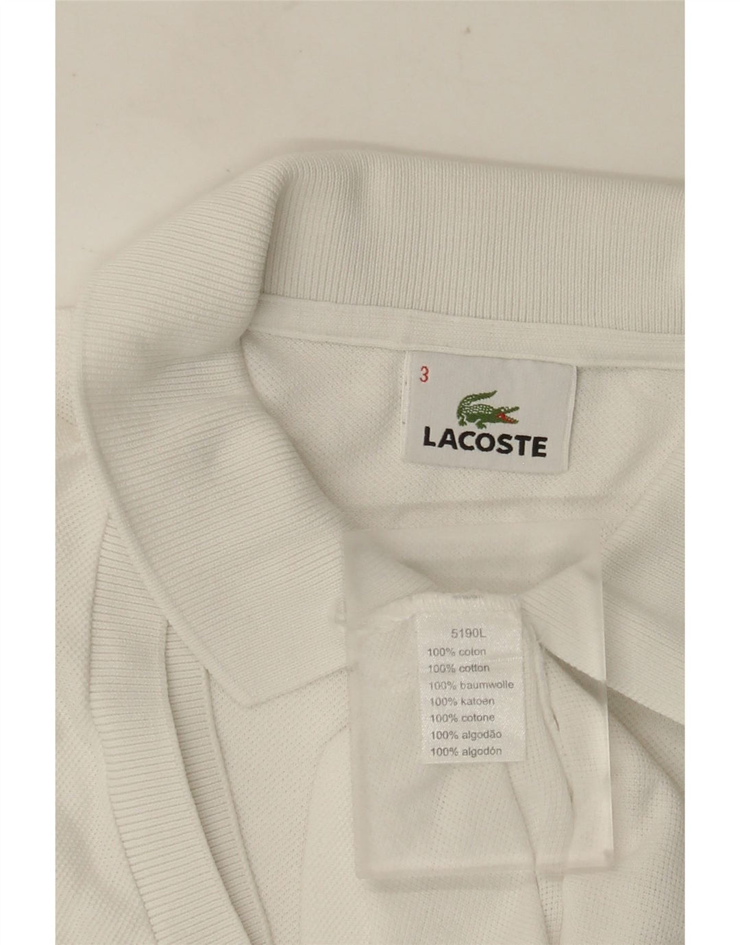 Ανδρικό μπλουζάκι πόλο LACOSTE Νούμερο 3 Μικρό λευκό βαμβακερό