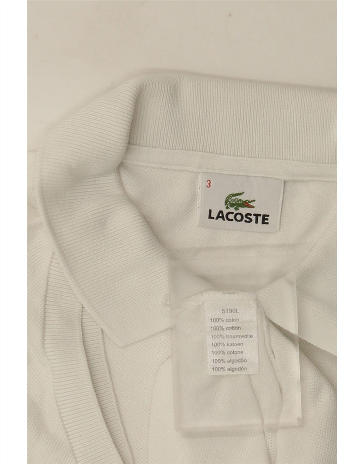 Ανδρικό μπλουζάκι πόλο LACOSTE Νούμερο 3 Μικρό λευκό βαμβακερό