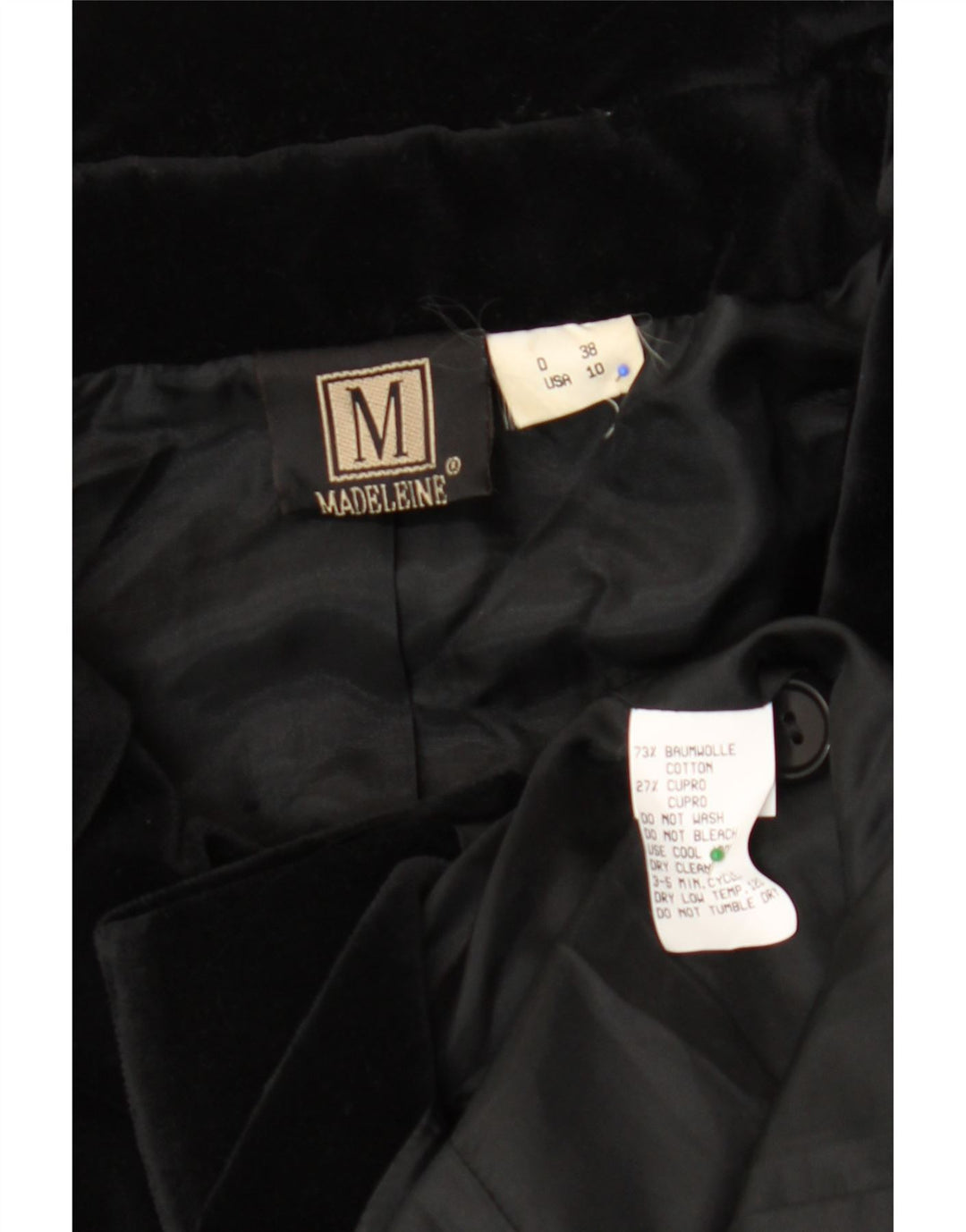 MADELEINE Womens Overcoat EU 38 Medium Black Cotton