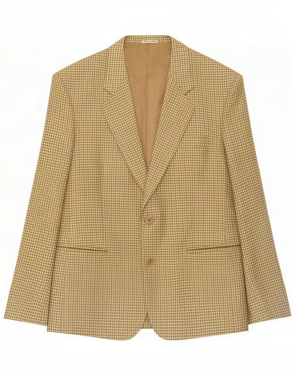 Vintage Ανδρικό σακάκι 2 κουμπιών UK 40 Large Khaki Houndstooth Wool