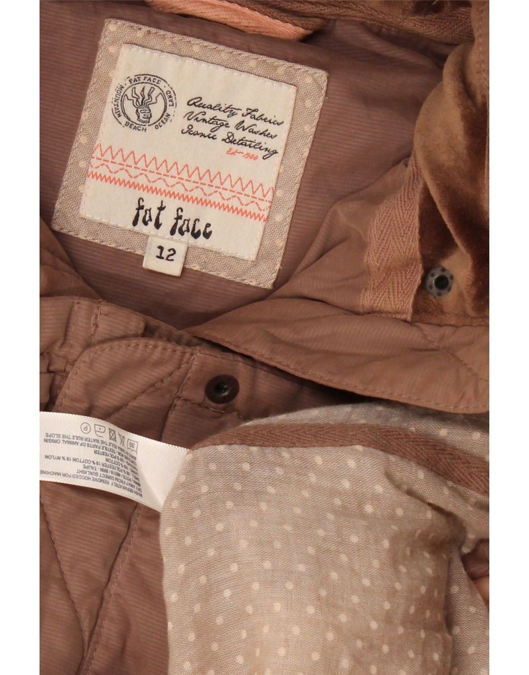Fat Face Γυναικεία κουκούλα με επένδυση Gilet UK 12 μεσαίο καφέ πολυεστέρας
