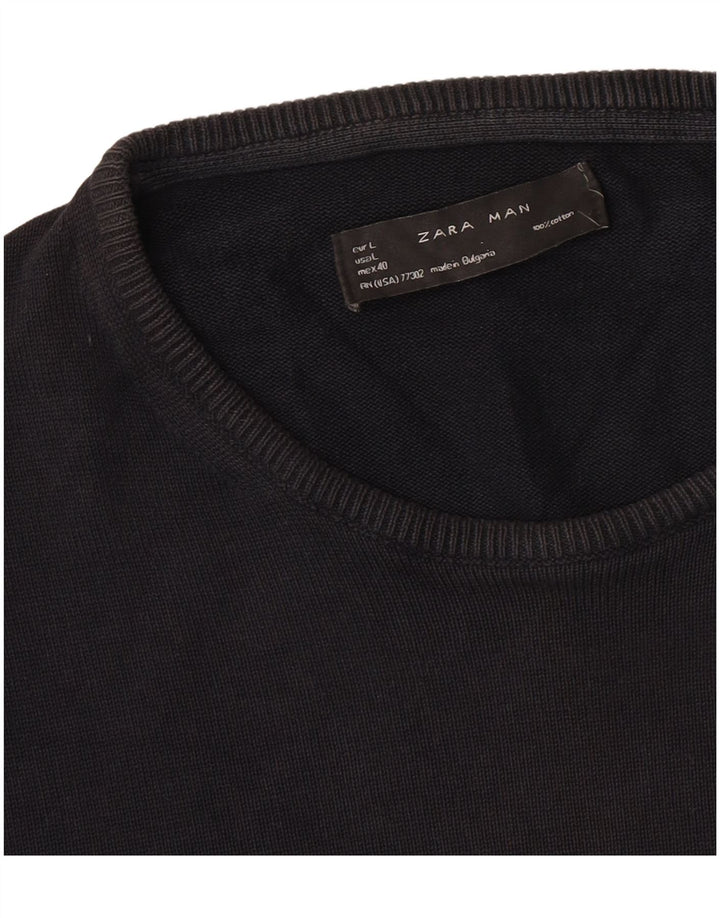 Zara Ανδρικό πουλόβερ με λαιμόκοψη μεγάλο μαύρο