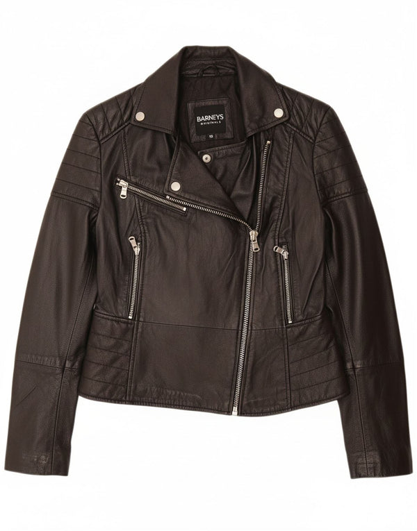 BARNEYS Γυναικείο Δερμάτινο Μπουφάν Biker US 10 Μεγάλο Δερμάτινο Μαύρο