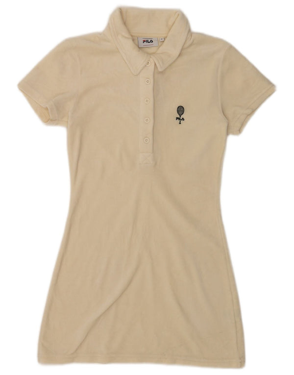 Fila Γυναικείο βελούδινο φόρεμα πόλο UK 10 Small Off White Polyester