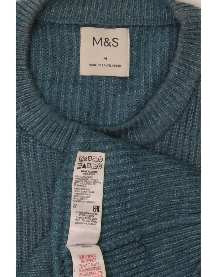 Marks & Spencer Ανδρικό πουλόβερ με λαιμόκοψη μεσαίου μπλε πολυαμιδίου