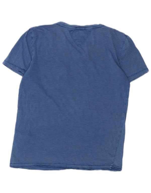 Tommy Hilfiger Ανδρικό T-Shirt Top Small Blue Pinstripe Βαμβακερό