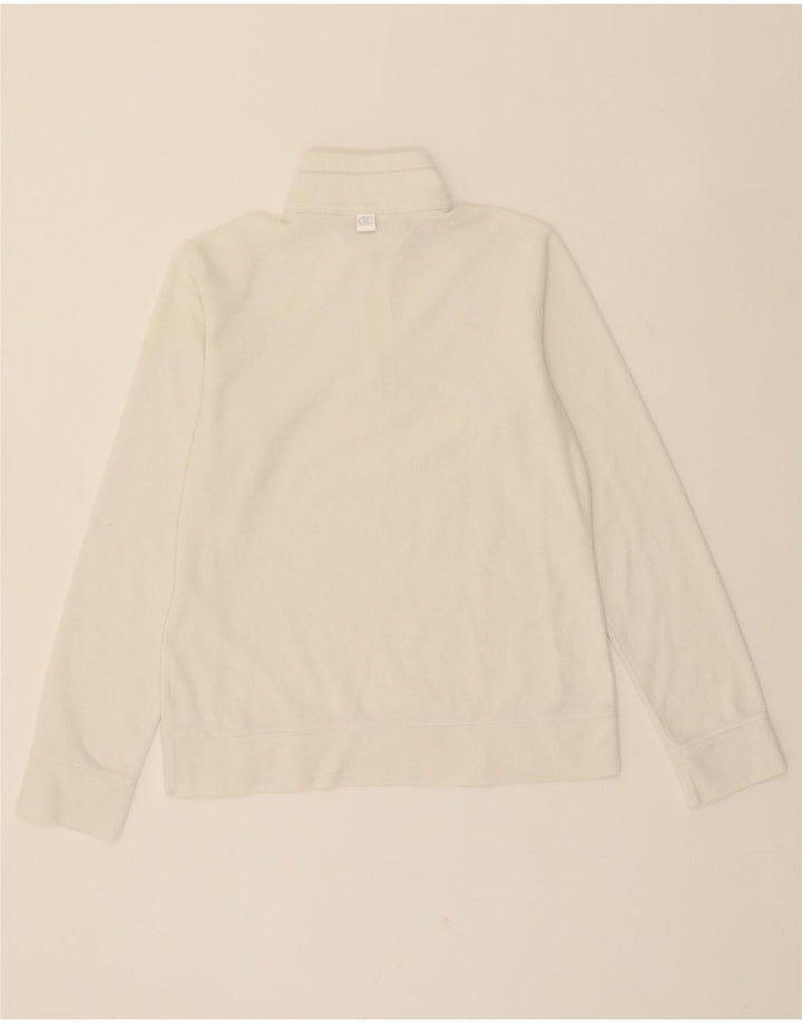 CHAMPION Womens Zip Neck Fleece Jumper UK 12 Medium White Vintage Champion and Second-Hand Champion from Messina Hembry 
