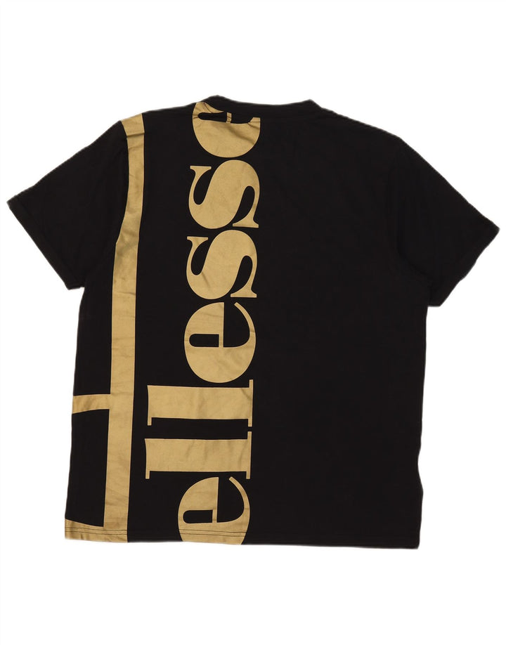 Ανδρικό γραφικό T-Shirt Ellesse Top Μεσαίο μαύρο βαμβακερό