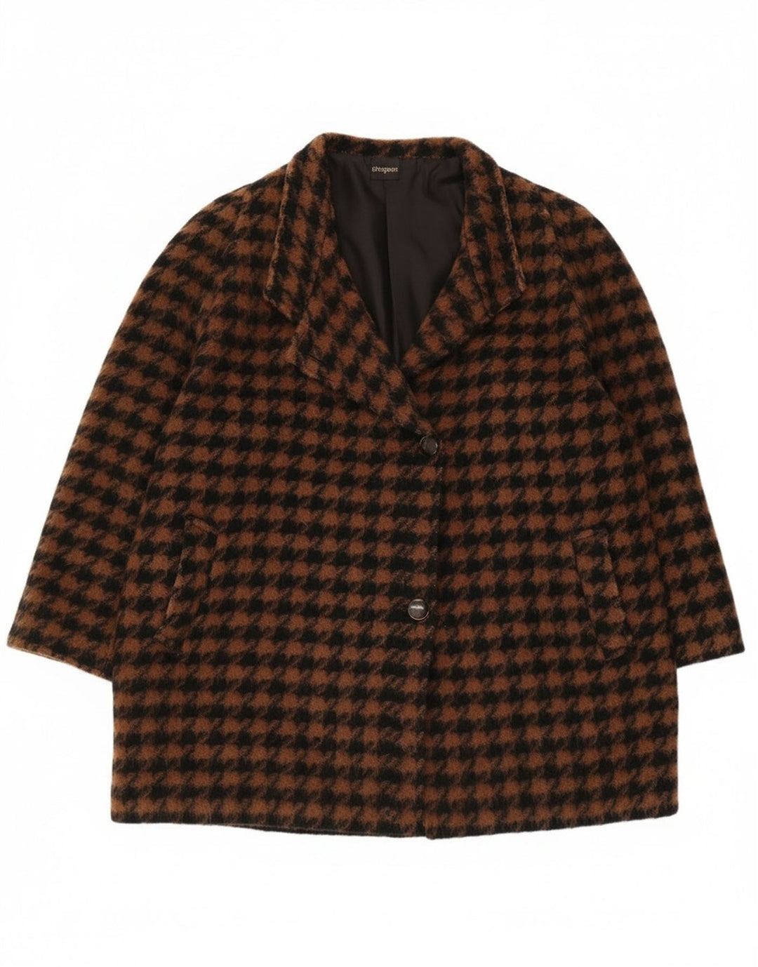 ELENA MIRO Γυναικείο Oversized Πανωφόρι IT 43 Μεσαίο Καφέ Houndstooth Retro