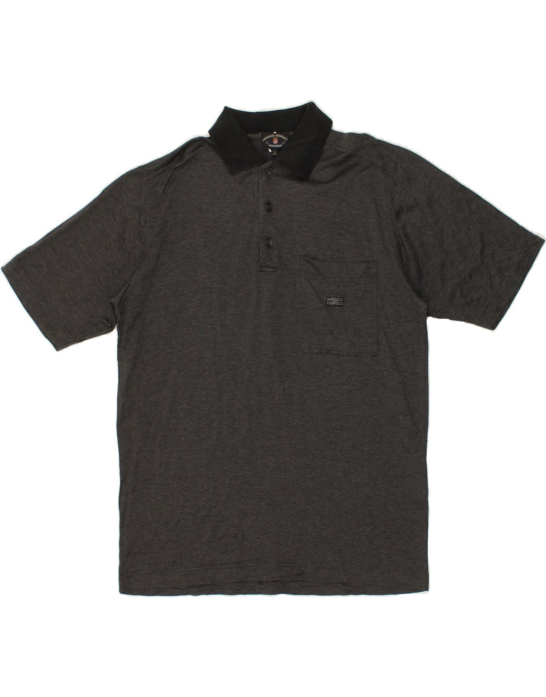 AMERIGO VESPUCCI Mens Polo Shirt Medium Grey Cotton Vintage Amerigo Vespucci and Second-Hand Amerigo Vespucci from Messina Hembry 