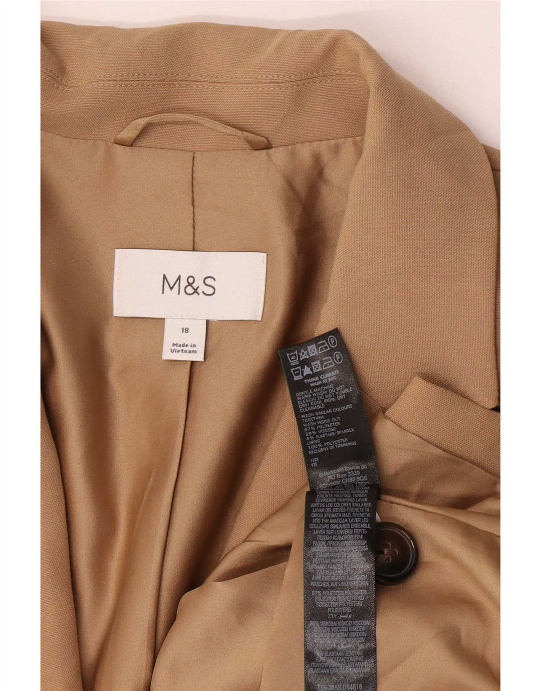 Marks & Spencer Γυναικείο σακάκι σακάκι με 1 κουμπί UK 18 XL Μπεζ πολυεστέρας