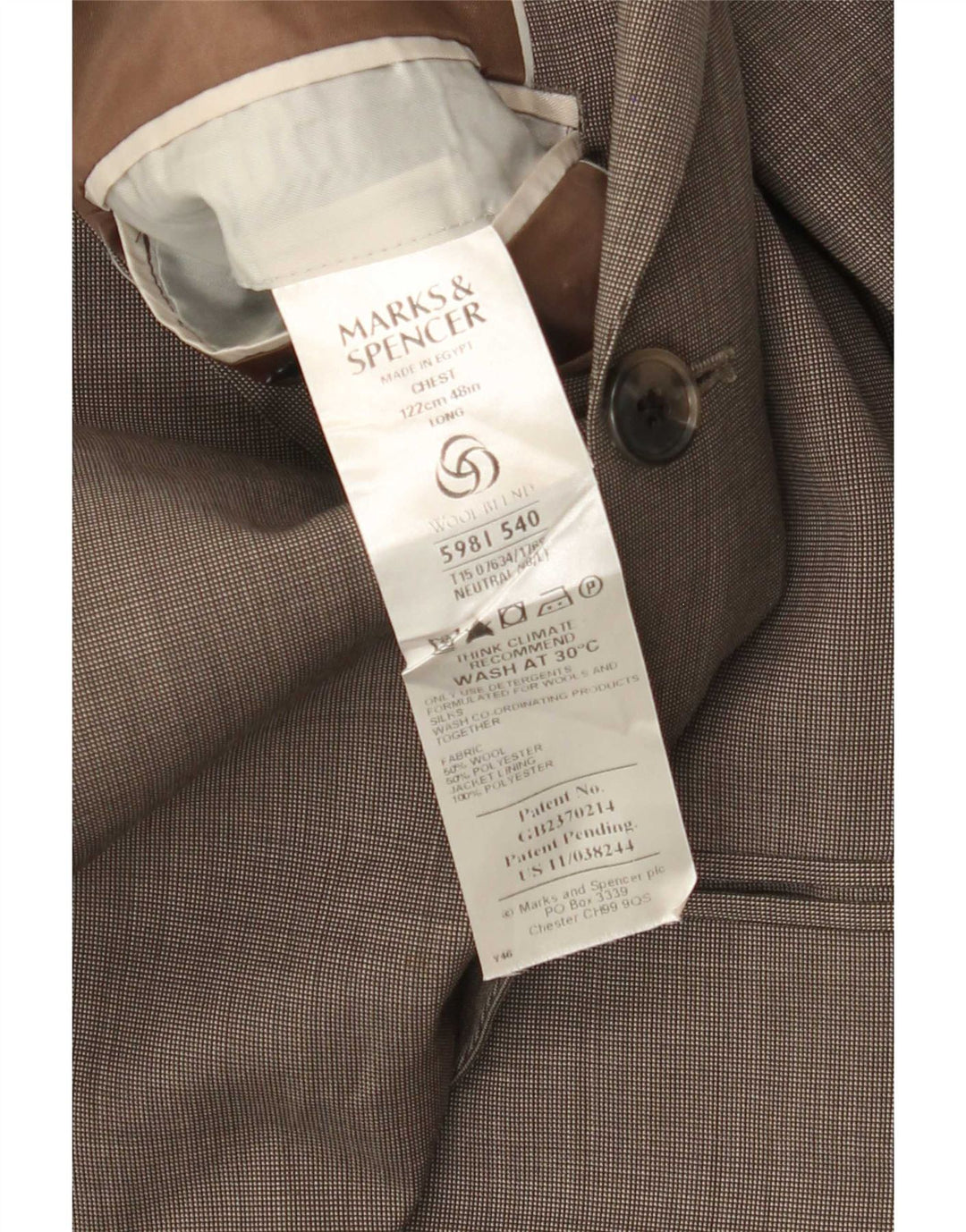 Marks & Spencer Ανδρικό σακάκι σακάκι με 3 κουμπιά UK 48 2XL μπεζ μαλλί