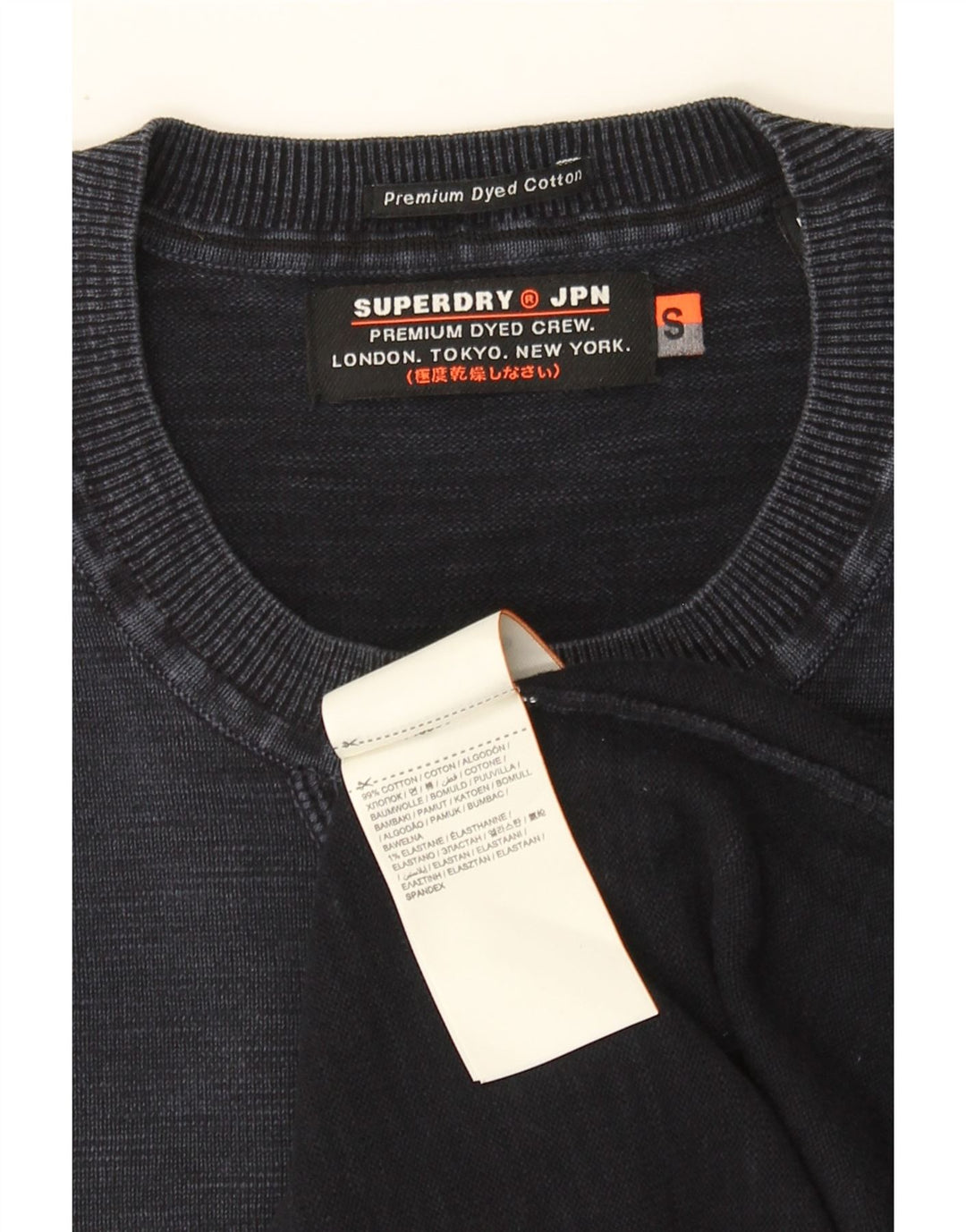 SUPERDRY Mens Sweatshirt Jumper Small Navy Blue Cotton Vintage Superdry and Second-Hand Superdry from Messina Hembry 