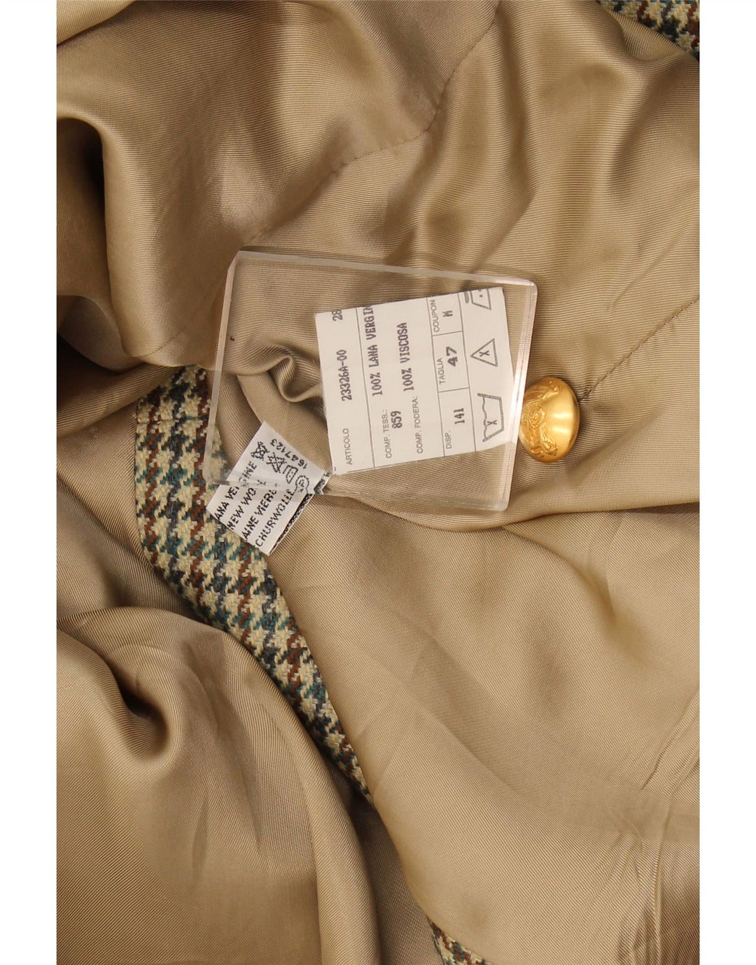 Vintage γυναικείο σακάκι με 2 κουμπιά σακάκι IT 47 Μεγάλο πράσινο μαλλί Houndstooth