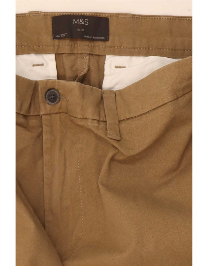 Marks & Spencer Ανδρικό Παντελόνι Chino Slim W36 L29 Καφέ