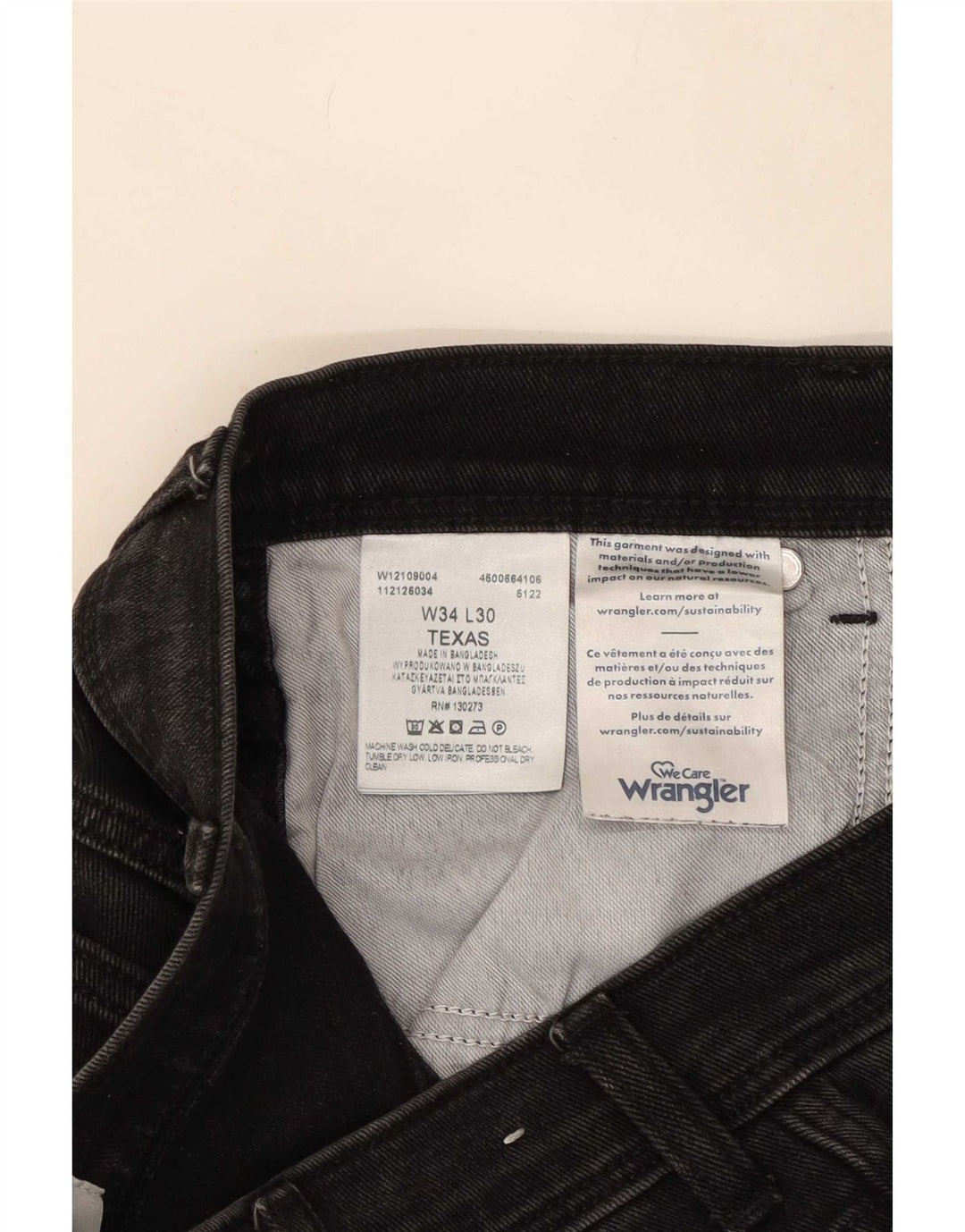 Ανδρικό τζιν Texas Straight Wrangler W34 L30 μαύρο βαμβακερό