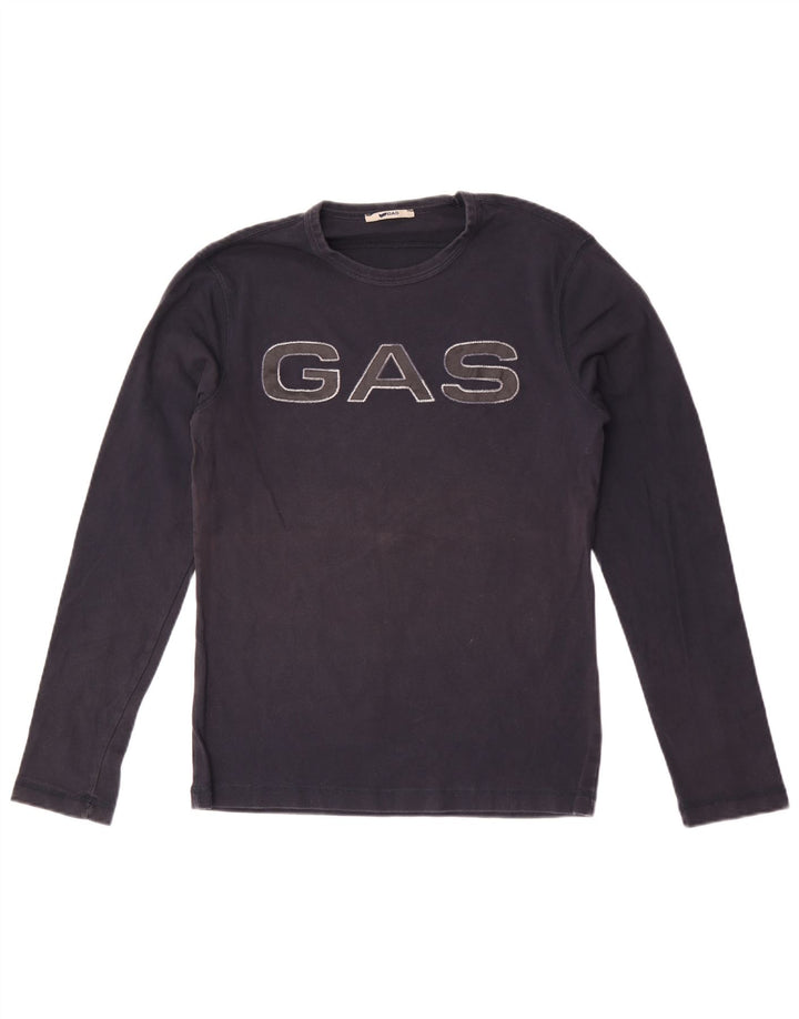 Gas Γυναικείο τοπ μακρυμάνικο UK 12 Medium Navy Blue βαμβακερό
