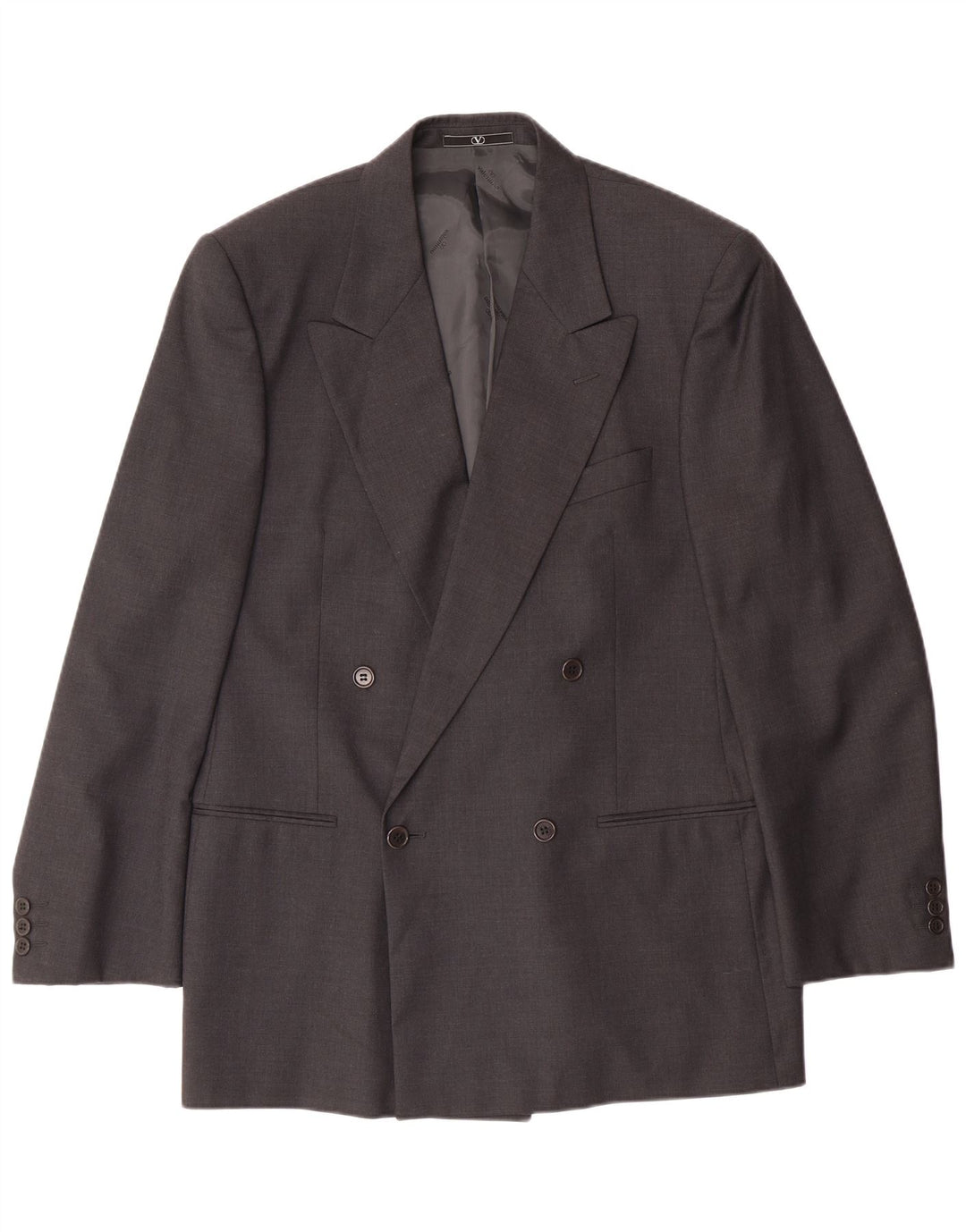 VALENTINO Ανδρική φόρμα 2 τεμαχίων με διπλό στήθος IT 50 Large W34 L30 Γκρι