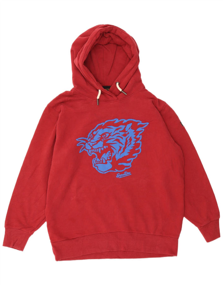 Ανδρικό γραφικό κουκούλα SUPERDRY, μεσαίο βαμβακερό μπορντό