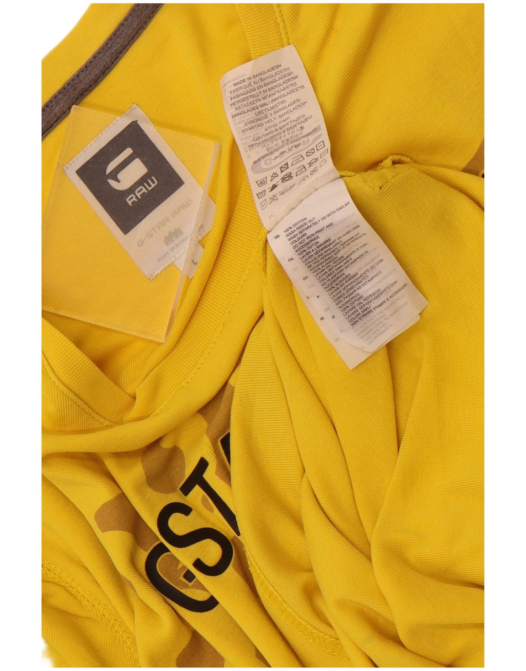 G-Star Ανδρικό γραφικό T-Shirt Top μεγάλο κίτρινο βαμβακερό