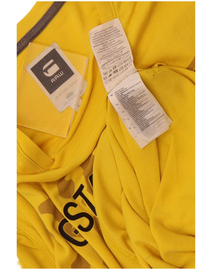 G-Star Ανδρικό γραφικό T-Shirt Top μεγάλο κίτρινο βαμβακερό