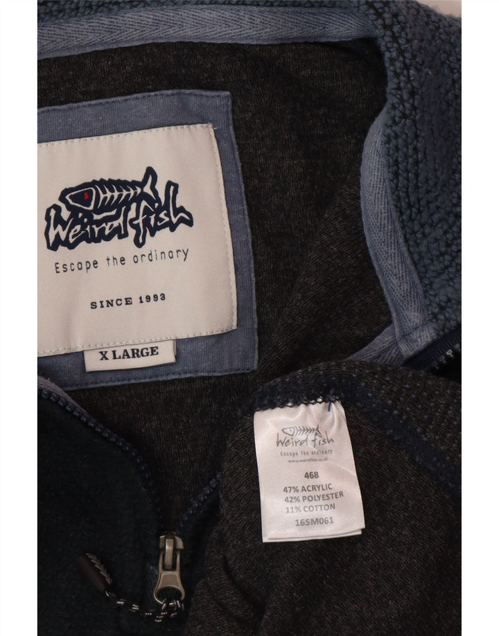 WEIRD FISH Ανδρικό φούτερ με φερμουάρ Jumper XL Navy Blue Colourblock
