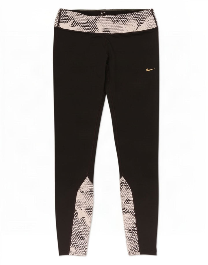 Γυναικείο κολάν Nike Dri Fit UK 14 Μεσαίο μαύρο γεωμετρικό πολυεστέρα
