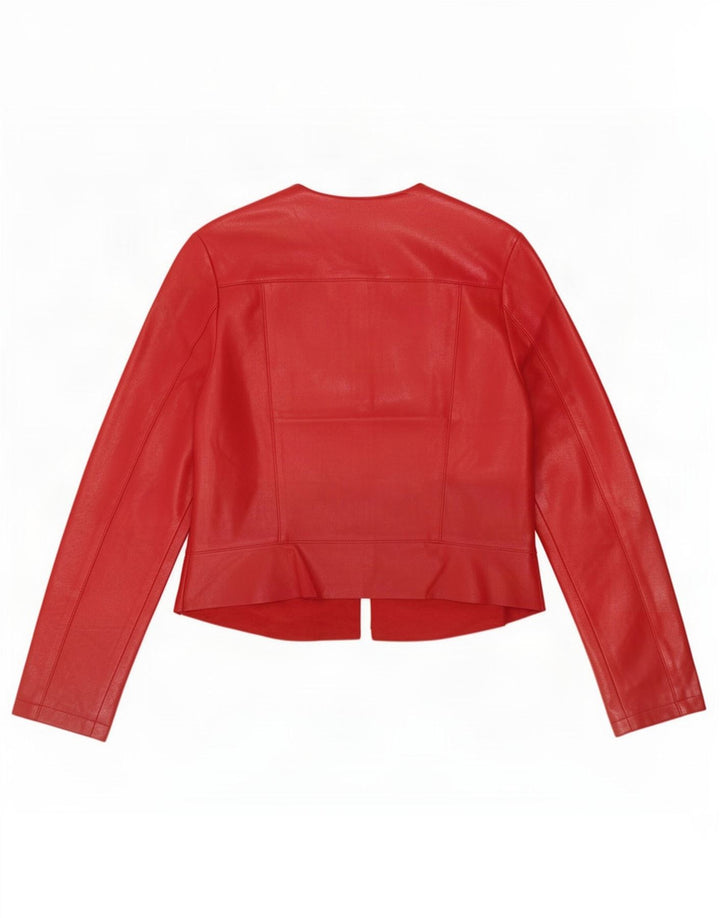Zara Γυναικείο Μπουφάν από Faux Leather UK 12 Medium Red Polyester