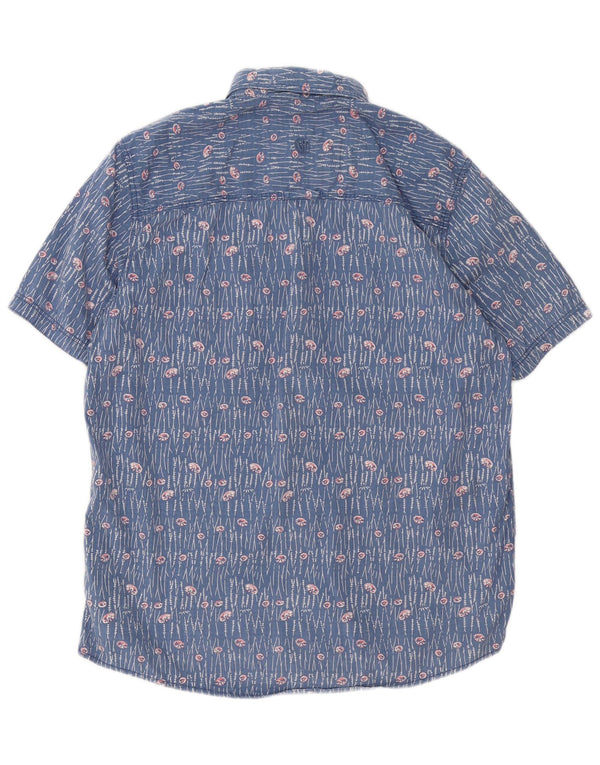 Ανδρικό κοντομάνικο Fat Face Πουκάμισο Classic Fit Medium Blue Floral Βαμβακερό