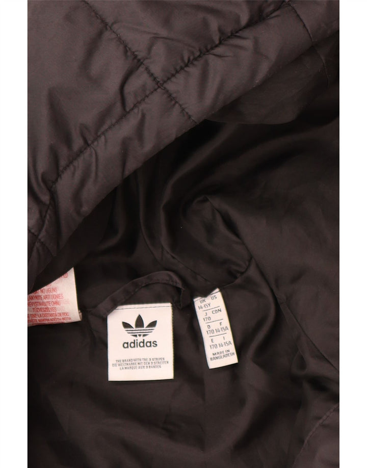 Adidas Boys Graphic Hooded Jacket 14-15 Years Black Polyester