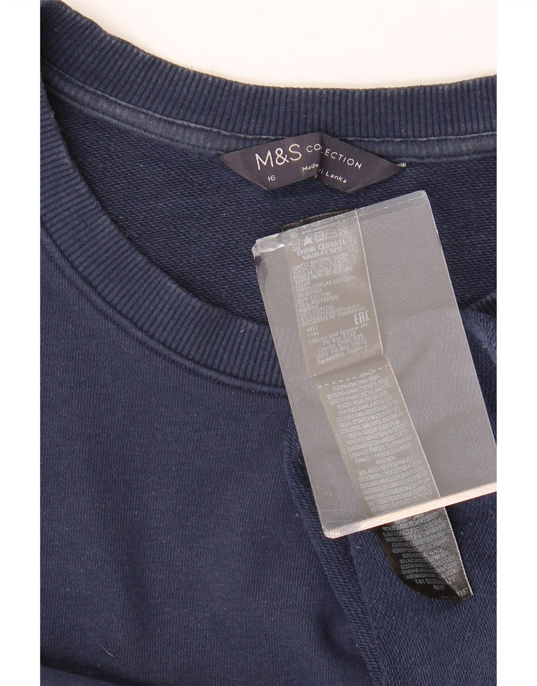 Marks & Spencer Γυναικεία φούτερ Jumper UK 16 Large Navy Blue Cotton
