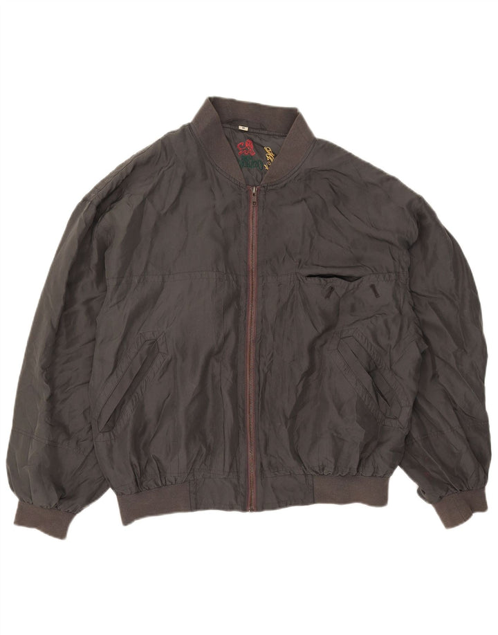 Vintage Ανδρικό Bomber Jacket UK 38 Medium Grey Silk