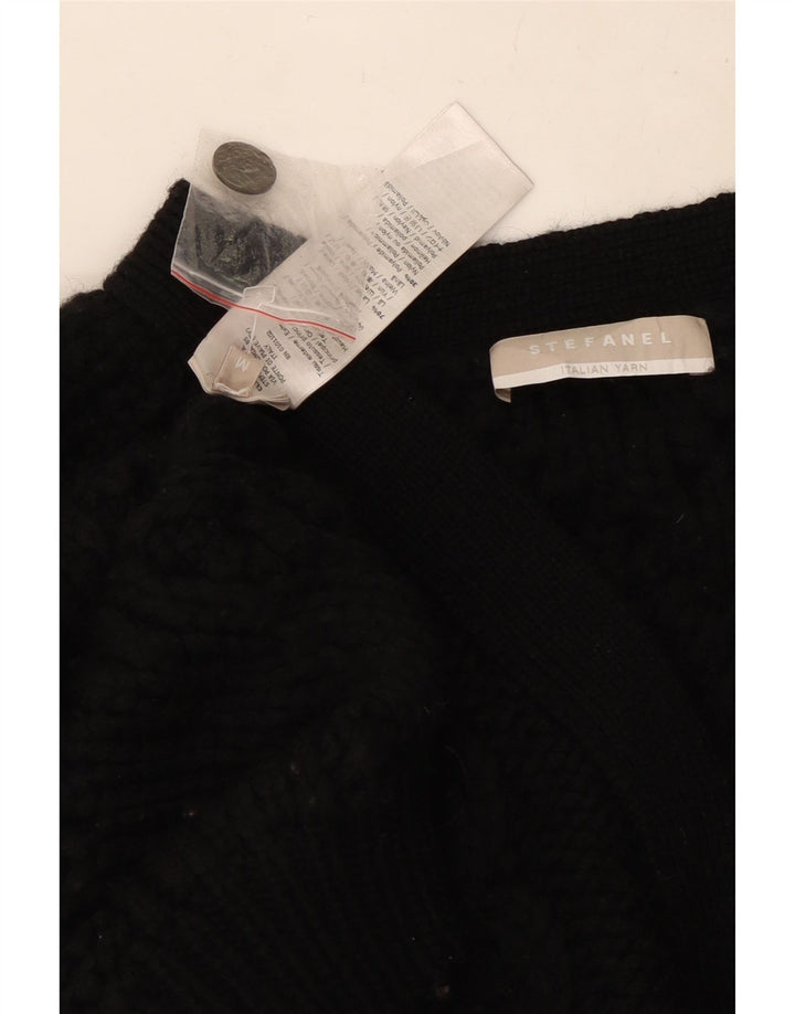 Stefanel Γυναικείο πουλόβερ ζακέτα UK 14 μεσαίο μαύρο μαλλί