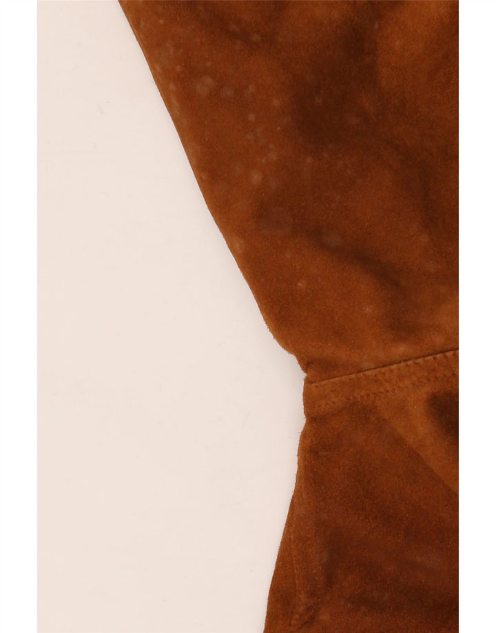 Vintage Ανδρικό Suede Bomber Jacket IT 52 XL Καφέ Δερμάτινο