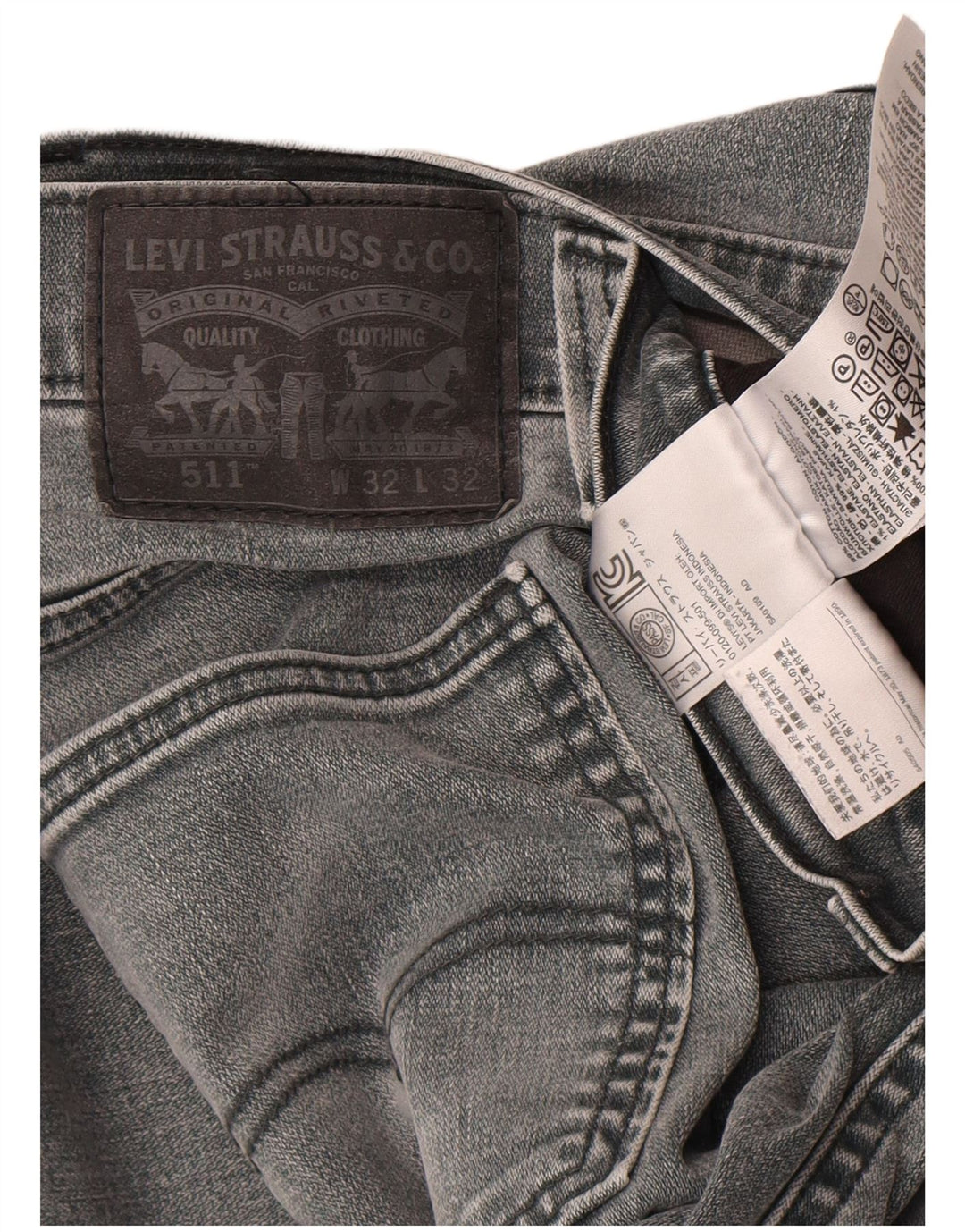Levi's Mens 511 Slim Jeans W32 L32 Γκρι βαμβακερό