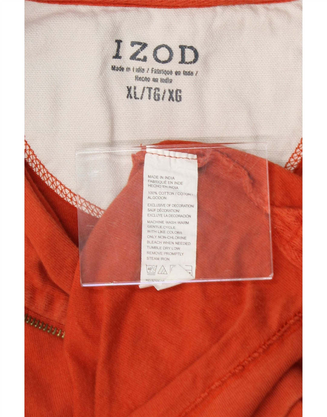 IZOD Mens Zip Neck Sweatshirt Jumper XL Orange Cotton Vintage Izod and Second-Hand Izod from Messina Hembry 